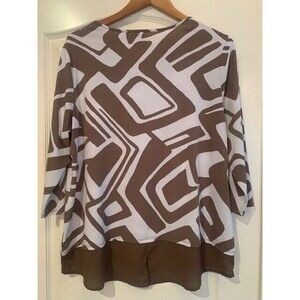 Chicos 2 Soft 12-14 Tunic Womens Geometric  Assymetric 3/4 Sleeve Plus Size